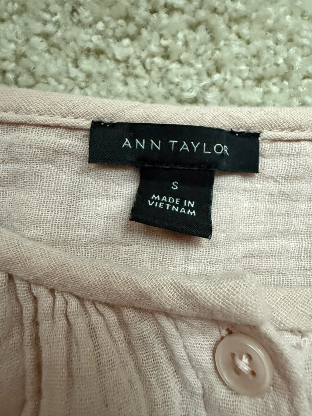 Ann Taylor Lightweight Button-Down Gauze Blouse in Soft Pale Pink - Picture 2 of 4